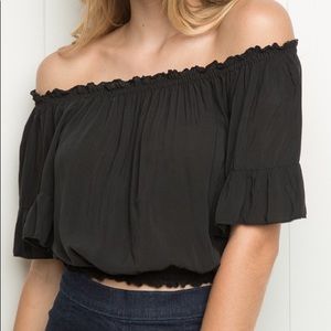 Brandy Melville Scrunched Off The Shoulder Top